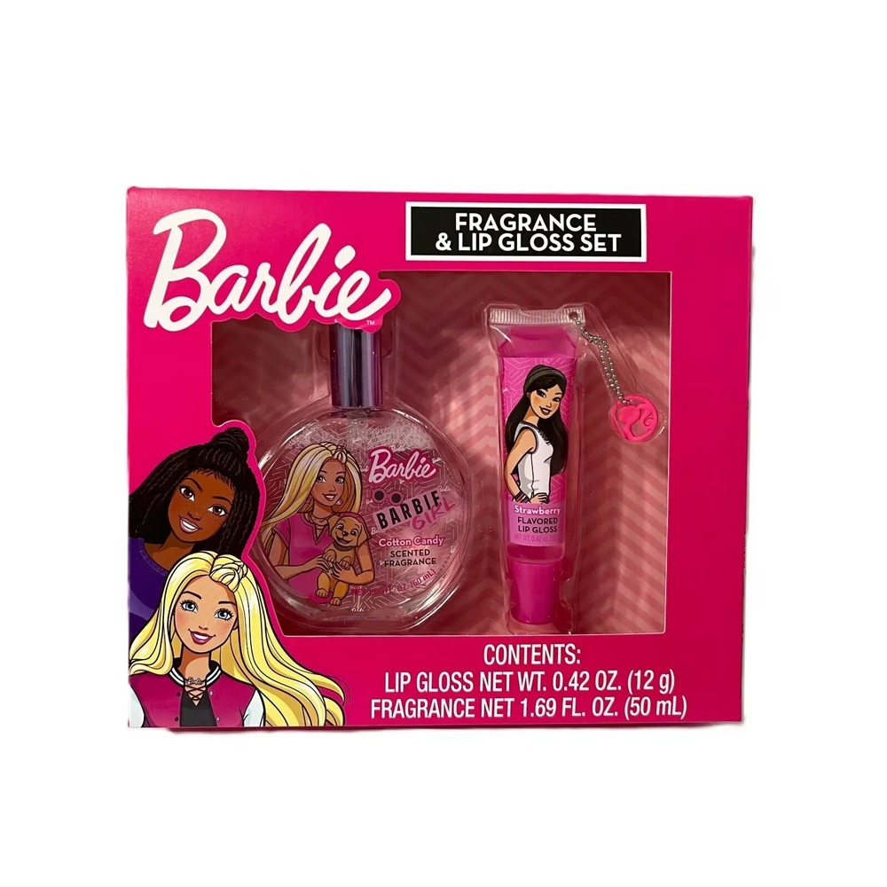 Barbie Fragrance Cotton Candy & Strawberry Lip Gloss Set-Brand New